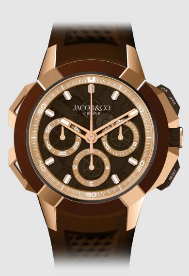 Review Jacob & Co epic x chrono 44mm tri-compax Brown EC440.43.AA.AA.A Replica watch